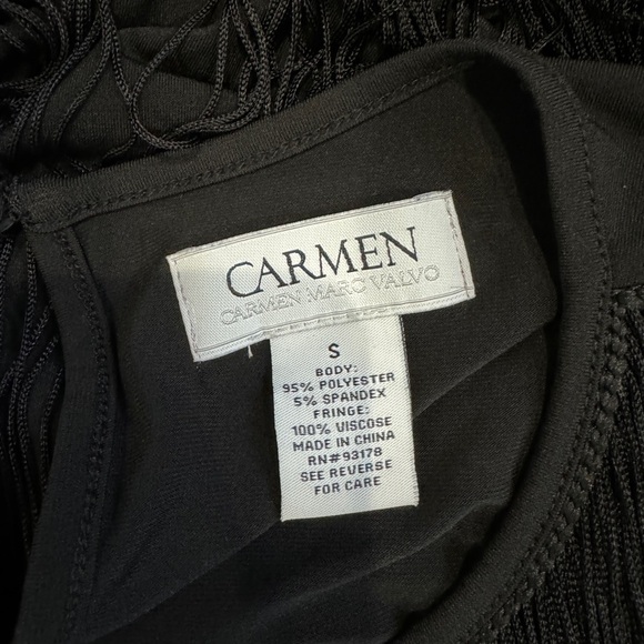 Carmen Black Loose Sleeveless Fringe Top (S) - Picture 8 of 8